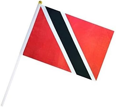 25 Pack Hand Held Small Mini Flag Trinidad Trinidan Flag Stick Flag Round Top National Country Flags,Party Decorations Supplies For Parades,World Cup,Festival Events,International Festival in Saudi Arabia