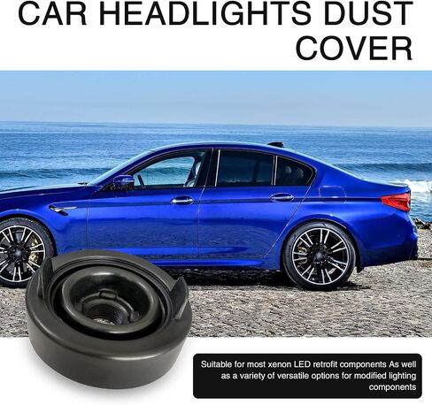 Pack-2 Car H4 غطاء غبار خفيف أمامي، 3.14 بوصة معرف 0.8 بوصة غطاء مبيت لمبة تثبيت عالية الخيط، غطاء تمديد من السيليكون المقاوم للماء، عالمي لملحقات تعديل لمبة السيارة (أسود) in Kuwait