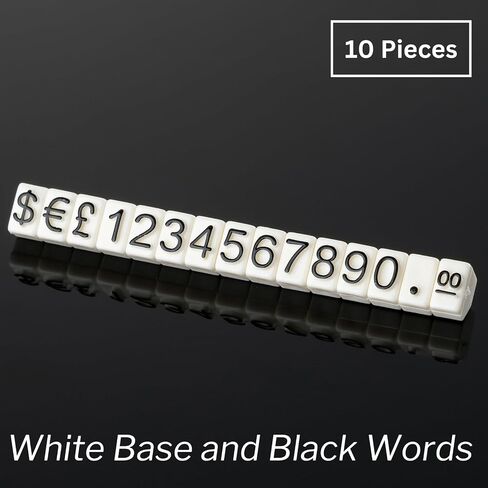 10PCS Digital Price Tag £ € $ Metal Price Label Tag Pricemarker Labels Arabic Number Price Display Board 3x5mm White Base Black Word in Saudi Arabia
