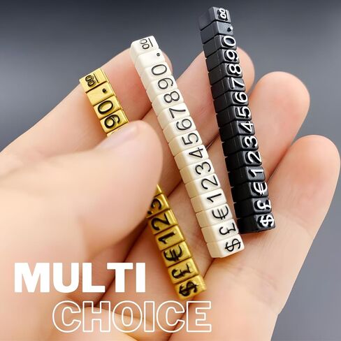 10PCS Digital Price Tag £ € $ Metal Price Label Tag Pricemarker Labels Arabic Number Price Display Board 3x5mm White Base Black Word in Saudi Arabia