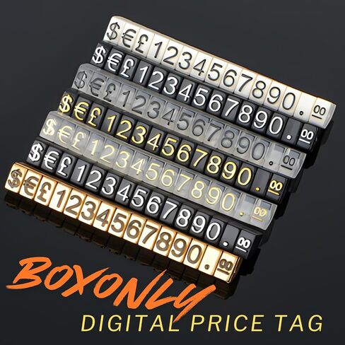 10PCS Digital Price Tag £ € $ Metal Price Label Tag Pricemarker Labels Arabic Number Price Display Board 3x5mm White Base Black Word in Saudi Arabia
