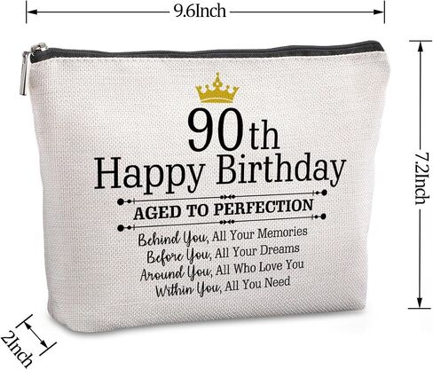 90th Birthday Gifts for Women Travel Zipper Makeup Bag 90th Birthday Gift Ideas Mom Grandmother Aunt Happy 90th Birthday 90th Birthday Party Decorations in Saudi Arabia