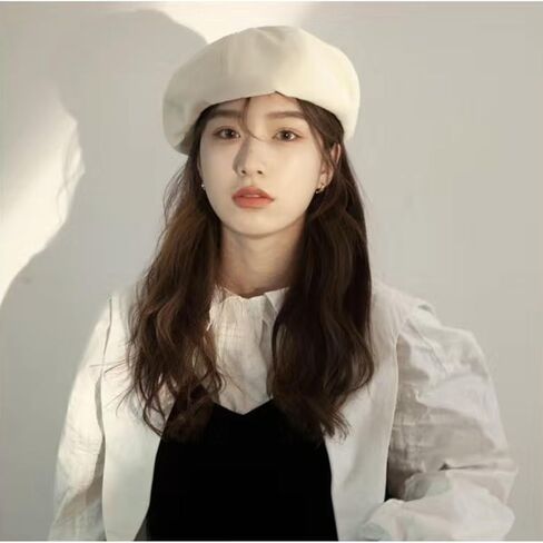 huablo]french beret hats for women Beige beret hat Solid Color Cotton Beret Cap for Womens Girls Lady in Saudi Arabia