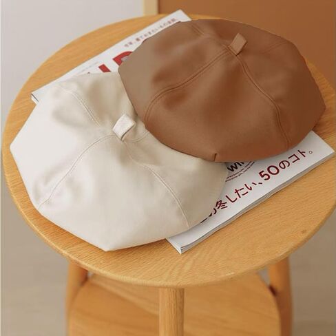 huablo]french beret hats for women Beige beret hat Solid Color Cotton Beret Cap for Womens Girls Lady in Saudi Arabia