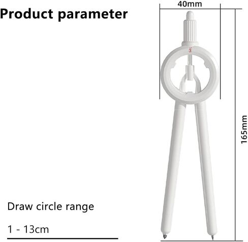 ترقية البوصلة الهندسية للرياضيات للطلاب، مع عبوة إضافية، بيضاء، تأتي مع مسطرة قياس، اضغط لسحب الإبرة المعدنية، لرسم بوصلة مكتب المدرسة in Kuwait