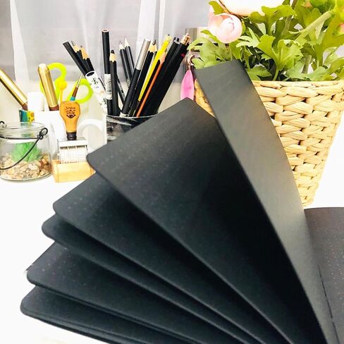 Black Page Dotted Journal Notebook A5 Hardcover Faux Leather 150GSM Black Paper Diary Notebook With Black Pages(White) in Saudi Arabia