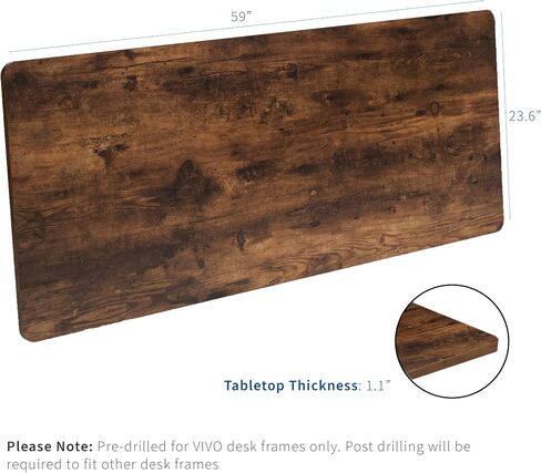 VIVO Universal 55 x 28 inch Solid One-Piece Table Top for Standard and Sit to Stand Height Adjustable Home and Office Desk Frames, Reclaimed Wood, DESK-TOP55-28P in Saudi Arabia