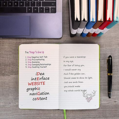 Ruled Notebook Journal – Lined Journal for Writing, 5.5"x8.3" College Ruled Journal for Women, Premium Thick Paper Classic Writing Notebook, Hard Cover - Green in Saudi Arabia