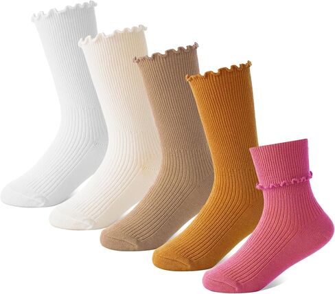 BISOUSOX Ruffle Socks for Girls Kids White Dress Ankle Crew Frilly Ruffled Cute Socks 6-8 10 12 Years Old in Saudi Arabia