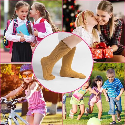 BISOUSOX Ruffle Socks for Girls Kids White Dress Ankle Crew Frilly Ruffled Cute Socks 6-8 10 12 Years Old in Saudi Arabia