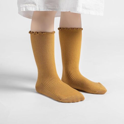 BISOUSOX Ruffle Socks for Girls Kids White Dress Ankle Crew Frilly Ruffled Cute Socks 6-8 10 12 Years Old in Saudi Arabia