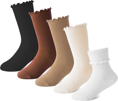 BISOUSOX Ruffle Socks for Girls Kids White Dress Ankle Crew Frilly Ruffled Cute Socks 6-8 10 12 Years Old in Saudi Arabia
