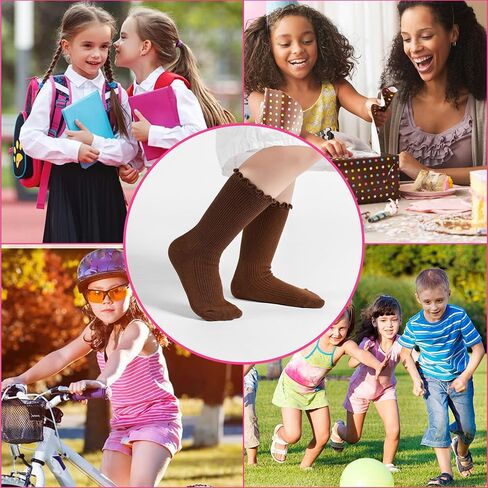 BISOUSOX Ruffle Socks for Girls Kids White Dress Ankle Crew Frilly Ruffled Cute Socks 6-8 10 12 Years Old in Saudi Arabia