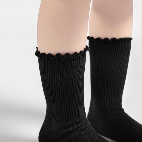 BISOUSOX Ruffle Socks for Girls Kids White Dress Ankle Crew Frilly Ruffled Cute Socks 6-8 10 12 Years Old in Saudi Arabia