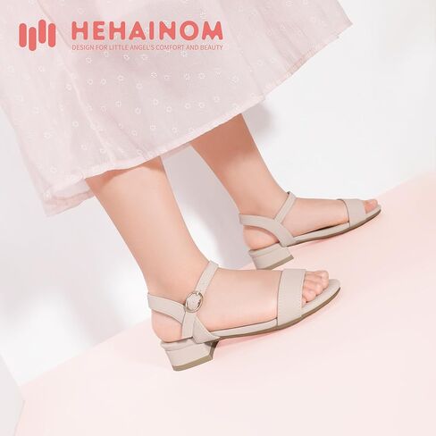 Hehainom Girls Dress Shoes Sandals Open Toe Flower Girl Wedding Party School for Little Big Kids Chunky Low Heels Shoes in Saudi Arabia