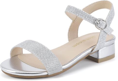 Hehainom Girls Dress Shoes Sandals Open Toe Flower Girl Wedding Party School for Little Big Kids Chunky Low Heels Shoes in Saudi Arabia