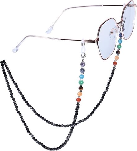 SUNYIK 7 Chakra Stone Beads Eyeglass Chain for Women Men, Reiki Crystal Beaded Lanyard for Glasses String Holder for Women in Saudi Arabia