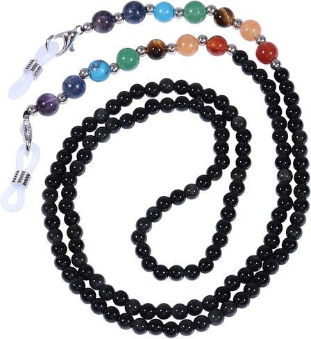 SUNYIK 7 Chakra Stone Beads Eyeglass Chain for Women Men, Reiki Crystal Beaded Lanyard for Glasses String Holder for Women in Saudi Arabia