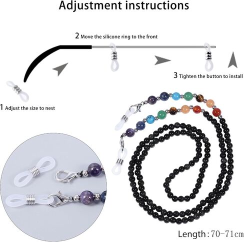 SUNYIK 7 Chakra Stone Beads Eyeglass Chain for Women Men, Reiki Crystal Beaded Lanyard for Glasses String Holder for Women in Saudi Arabia