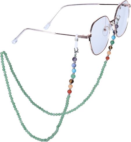SUNYIK 7 Chakra Stone Beads Eyeglass Chain for Women Men, Reiki Crystal Beaded Lanyard for Glasses String Holder for Women in Saudi Arabia