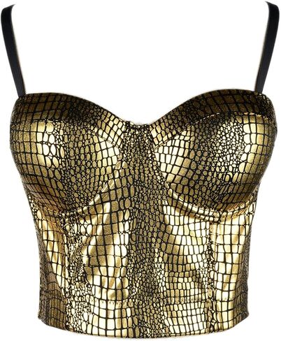 ELLACCI Bronzing Bustier Crop Top Women's Sexy Corset Top Bra Black in Saudi Arabia