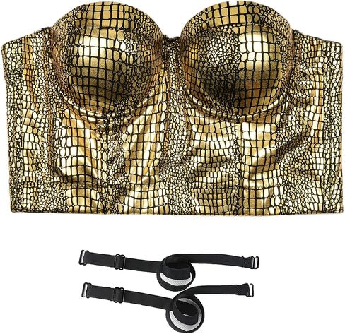 ELLACCI Bronzing Bustier Crop Top Women's Sexy Corset Top Bra Black in Saudi Arabia
