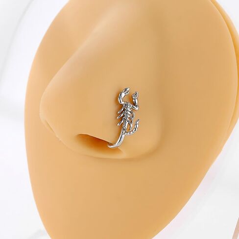 Scorpion Fake Nose Rings for Women Girls Stainless Steel U-Shaped Non-Piercing Nose Cuffs Adjustable Clip On Nose Rings Statement Nose Jewelry in Saudi Arabia