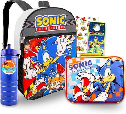 - Nintendo - Sonic the Hedgehog Backpack with Lunch Box Set - Bundle with 16" Sonic Backpack, Sonic Lunch Box, Water Bottle, Stickers, More | Sonic Backpack for Boys in Saudi Arabia