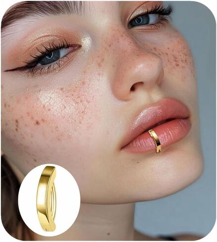 16G Labret Stud، G23 التيتانيوم العمودي Labret الشفاه ثقب المجوهرات، الذهب الحاجب حلقة الفرس البطن زر حلقة هوب للنساء الرجال in Saudi Arabia