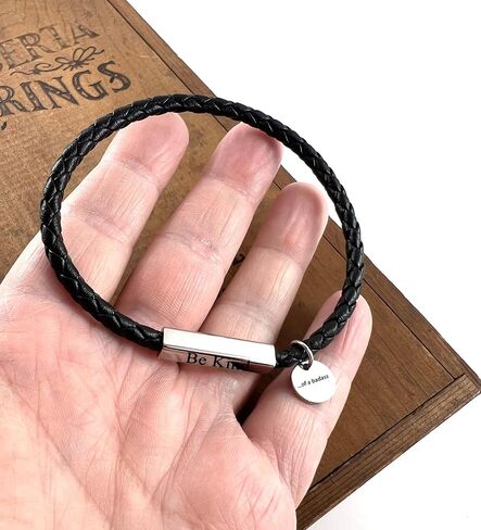 Fck My Trauma Lotus Motivational Bracelet For Women, Black Leather Hand Woven Stainless Steel Square Tube Round Pendant Inspirational Bracelets To My Daughter/Best Friend Healing Gifts Jewelry in Saudi Arabia
