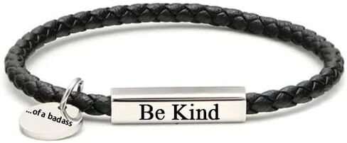 Fck My Trauma Lotus Motivational Bracelet For Women, Black Leather Hand Woven Stainless Steel Square Tube Round Pendant Inspirational Bracelets To My Daughter/Best Friend Healing Gifts Jewelry in Saudi Arabia