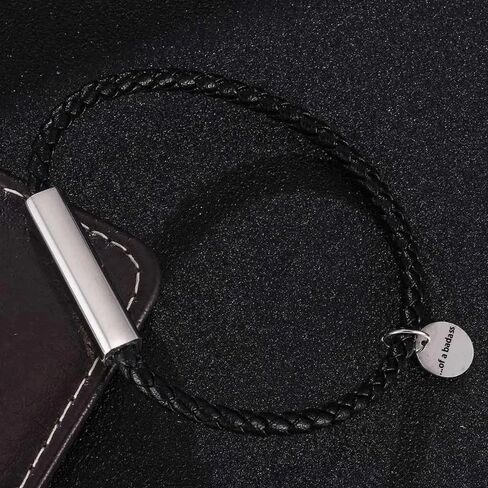 Fck My Trauma Lotus Motivational Bracelet For Women, Black Leather Hand Woven Stainless Steel Square Tube Round Pendant Inspirational Bracelets To My Daughter/Best Friend Healing Gifts Jewelry in Saudi Arabia