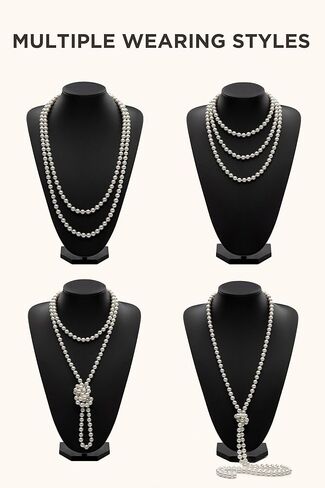 BABEYOND 1920s إكسسوارات أزياء غاتسبي مجموعة إكسسوارات 20s عصابة رأس فلابر قفازات قلادة من اللؤلؤ in Saudi Arabia