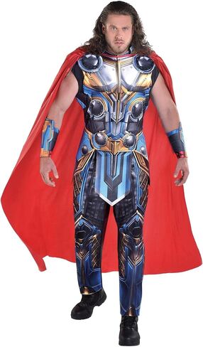 Party City Thor Costume for Men, Thor: Love and Thunder - Marvel Costume Includes Jumpsuit, Cape, Belt, & Gauntlets - Costumes for Halloween, Birthday Parties & Themed Events in Saudi Arabia
