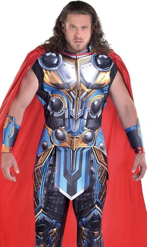 Party City Thor Costume for Men, Thor: Love and Thunder - Marvel Costume Includes Jumpsuit, Cape, Belt, & Gauntlets - Costumes for Halloween, Birthday Parties & Themed Events in Saudi Arabia