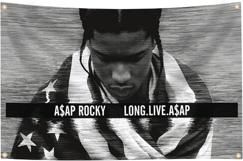 Asap Rocky Flag, Rapper Asap Rocky Music Album Cover 3X5 Feet Flag, A$AP Rapper Flags, Black Rap Tapestry with 4 Brass Grommets, Double Line Design and Premium Polyester Asap Rocky Tapestry in Saudi Arabia