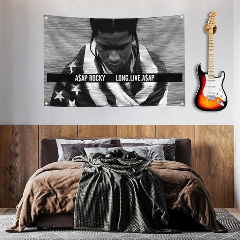 Asap Rocky Flag, Rapper Asap Rocky Music Album Cover 3X5 Feet Flag, A$AP Rapper Flags, Black Rap Tapestry with 4 Brass Grommets, Double Line Design and Premium Polyester Asap Rocky Tapestry in Saudi Arabia