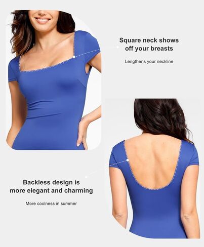 فستان Popilush The Shapewear فستان متوسط ​​الطول بظهر منخفض مع ملابس داخلية قصيرة الأكمام فستان صيفي غير رسمي لعام 2024 in Saudi Arabia