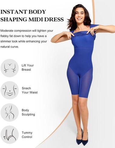 فستان Popilush The Shapewear فستان متوسط ​​الطول بظهر منخفض مع ملابس داخلية قصيرة الأكمام فستان صيفي غير رسمي لعام 2024 in Saudi Arabia