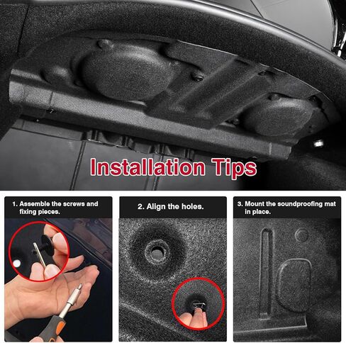 Mixsuper لعام 2024 الإصدار الجديد من Tesla Model 3 Highland، طقم عازل للصوت لصندوق السيارة الخلفي، طقم تقليل ضوضاء محرك صندوق السيارة، غطاء محرك السيارة، وسادة واقية لتخفي الصوت in Kuwait