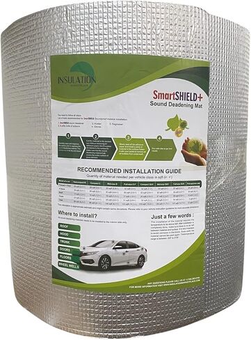 SmartSHIELD مقاس 16 بوصة × 28 قدمًا، 36 قدمًا مربعًا، حصيرة عزل صوت السيارة، رغوة خلية مغلقة عازلة للحرارة - ذاتية اللصق - الألومنيوم + رغوة XPE + غراء (سمك 196 مل / 0.196 بوصة / 5 مم) in Saudi Arabia