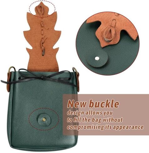 PROCOS Medieval Drawstring Faux Leather Shoulder Bag & Belt Pouch Renaissance Vintage Waist Pack Halloween Fairy ELF Cosplay (Green) in Saudi Arabia