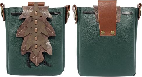 PROCOS Medieval Drawstring Faux Leather Shoulder Bag & Belt Pouch Renaissance Vintage Waist Pack Halloween Fairy ELF Cosplay (Green) in Saudi Arabia