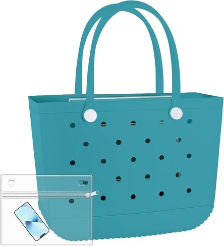 X-Large Beach Rubber Bag Waterproof Washable Handbag Durable Modern Travel Tote Bag Sports Beach Groceries Pool Travel (Lake Green1) in Saudi Arabia