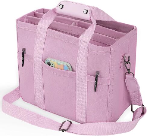 Canvas Tote Bag with Compartments Tote Bag with Multi Pockets 15 Inch Large Capacity Tote Bag for Women Travel Bag. in Saudi Arabia