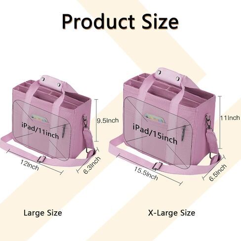 Canvas Tote Bag with Compartments Tote Bag with Multi Pockets 15 Inch Large Capacity Tote Bag for Women Travel Bag. in Saudi Arabia