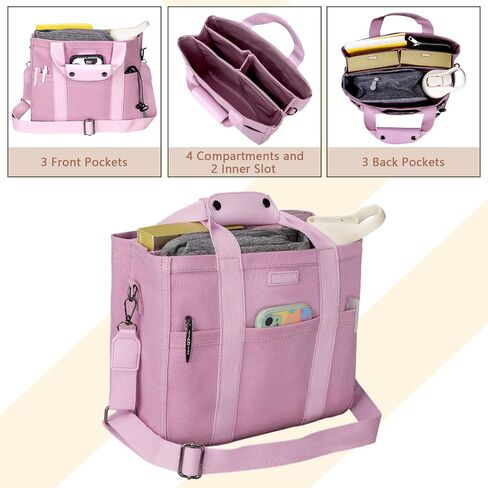 Canvas Tote Bag with Compartments Tote Bag with Multi Pockets 15 Inch Large Capacity Tote Bag for Women Travel Bag. in Saudi Arabia