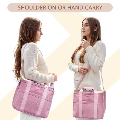 Canvas Tote Bag with Compartments Tote Bag with Multi Pockets 15 Inch Large Capacity Tote Bag for Women Travel Bag. in Saudi Arabia
