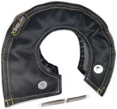 Xinhan T25 T3 T4 T6 Turbocharger Fiberglass Turbo Shield Turbo Blanket High Temperature with 2 springs fastener (Black, T4) in Saudi Arabia