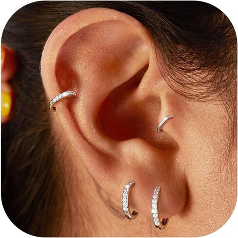 MILACOLATO 3-4 Pairs 925 Sterling Silver Earrings Set for Women 18K Gold Plated Stud Huggie Hoop Earrings Sets for Multiple Piercing Hypoallergenic Small Silver Hoop Earrings Stack for Sensitive Earrings Trendy Dainty Earrings in Saudi Arabia